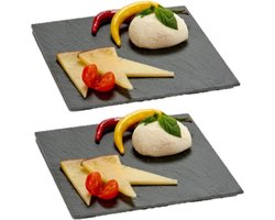 4x stuks leisteen serveerplanken 20 x 20 cm - Serveerbladen/dienbladen van leisteen