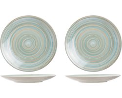 4x stuks ontbijt/dessert bordje Turbolino blauw 22 cm - Ontbijtborden - Dessertborden
