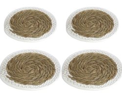 4x stuks Pannen onderzetters van zeegras rond 24 en 34 cm - Keuken artikelen