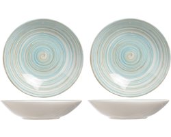4x stuks rond diep borden Turbolino blauw 21 cm - Soepborden/pastaborden