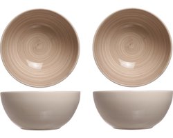 4x stuks rond schaaltjes/kommetjes Turbolino beige/bruin van aardewerk 14,5 cm - Ontbijt/dessert schaaltjess