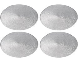 4x stuks ronde placemats zilver polypropeen 38 cm - Placemats/onderleggers - Tafeldecoratie