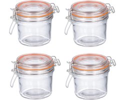 4x stuks weckpotten met beugelsluiting 350 ml - Voedsel bewaren potten - Klempotten - Transparant glas