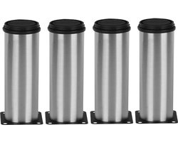 4x Verstelbare RVS Meubelpoten 50x150mm voor Kast, Bank en Tafel - Inclusief Schroeven