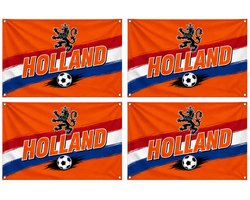 4x Vlag Holland next generation 90x60cm - Nederland voetbal hockey EK WK sport landen Hollands leeuw oranje rood wit blauw