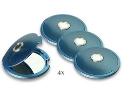 4x Vouwspiegel Blauw - Inclusief verzenden - Vouwspiegeltje - Klapspiegel - Klapspiegeltje - Zakspiegel - Zakspiegeltje - Tasspiegel - Tasspiegeltje - Reisspiegel - Reisspiegeltje - Vergrotend - Inklapbaar - Dubbel - Klein - Make-up - Spiegeltje