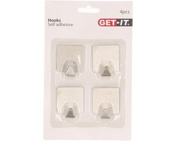 4x Zelfklevende rvs keuken/badkamer/kleding/ophang haakjes