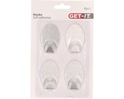 4x Zelfklevende rvs keuken/badkamer/kleding/ophang haakjes