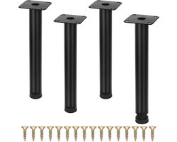 4x Zwarte Verstelbare Meubelpoten 20 cm - Metalen Poten voor Bank, Tafel, Kast en Bureau