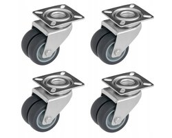 4x Zwenkbare Dubbele Wielen 50mm voor Meubels