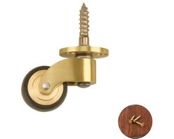 4x zwenkwiel (rubberen wiel), meubelwiel van messing, zwenkwiel, stil rollend, geschikt voor meubels, piano's, banken, apparaten en apparatuur, klein miniwiel