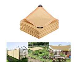 4x6m Beige Zonnedoek met verstevigde randen en oogjes - UV-beschermend schaduwnet inclusief bindtouwen en kabelbinders - duurzaam buiten zonweringsdoek voor tuin, terras, kas en camping