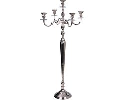 5-armige kaarsenstandaard zilver 122 cm