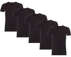 5 Bamboo T-Shirts - Ronde Hals - Super zacht - Antibacterieel - Perfect draagcomfort - 95% Bamboo - Zwart - XL