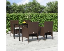 5-delig, met kussens, bruin en zwart, balkonmeubelset, tuinmeubelset, outdoor meubelsets voor terras, tuin, balkon