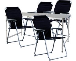 5-delige Campingmeubelset: Inklapbare Tafel en 4 Lichtgewicht Stoelen