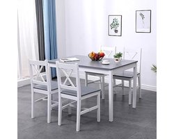 5-delige Eetgroep met Rechthoekige Eettafel en 4 Stoelen - Modern Design voor Woonkamer en Eetkamer