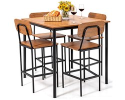 5-delige eetgroep met vierkante eettafel en 4 stoelen voor eetkamer en keuken