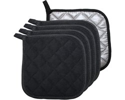 5-delige keukenpannenlappenset - 20×20 cm - Hittebestendige pannenlappen - Geschikt voor meubels, keuken, koken en bakken - Zwart