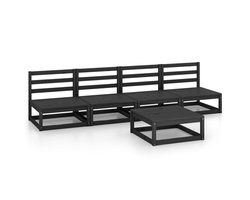 5-delige Loungeset | Tuinset | Tuinmeubelset | Zitset massief grenenhout zwart