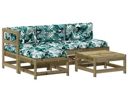 5-delige Loungeset | Tuinset | Tuinmeubelset | Zitset met kussens geïmpregneerd grenenhout
