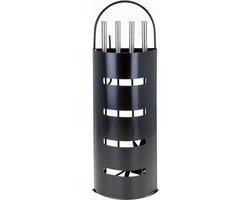 5-Delige open haard set RVS - zwart