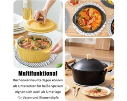 5-delige set onderzetters van 20 cm - Katoenen draad geweven placemats voor pannen, kookpotten en vazen - Ronde tafelsets - Ronde schotels - Pot onderzetters voor afwassen - Top kwaliteit!