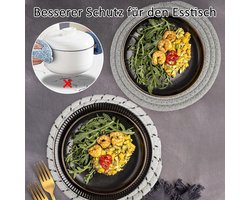 5-delige set onderzetters van 20 cm - Katoenen draad geweven placemats voor pannen, kookpotten en vazen - Ronde tafelsets - Ronde schotels - Pot onderzetters voor afwassen - Top kwaliteit!