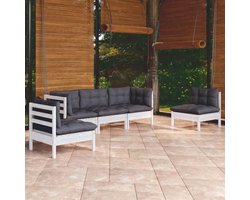 5-delige set tuinmeubelen met kussens, massief grenen, tuinmeubelset, terrasmeubelset, balkon, terras, tuin, balkon