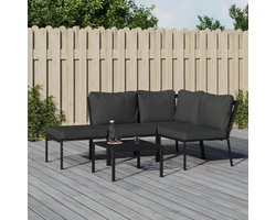 5-delige tuinmeubelset met grijze kussens staal tuinmeubelsets terrasmeubelsets outdoor meubelsets balkonmeubelsets voor terras, tuin, balkon
