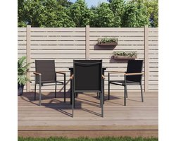 5-delige tuinmeubelset, zwart, textileen en staal, set tuinmeubelen, terrasmeubilair, balkon, terras, tuin, balkon