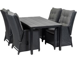 5-delige tuinset | 4 Dublin verstelbare stoelen (BL) | 160 of 180cm Cyprus tuintafel (Grey)