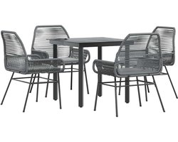 5-delige Tuinset | Tuinmeubelset | Zitgroep met kussens poly rattan glas grijs