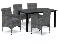 5-delige Tuinset | Tuinmeubelset | Zitgroep met kussens poly rattan grijs