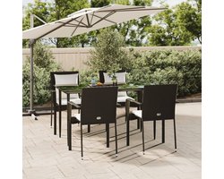 5-delige Tuinset | Tuinmeubelset | Zitgroep met kussens poly rattan zwart