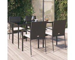 5-delige Tuinset | Tuinmeubelset | Zitgroep met kussens poly rattan zwart