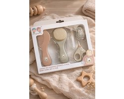 5 delige verzorgingsset baby | bruin | taupe | nagelknipper | borstel | haarkam | nagelvijl