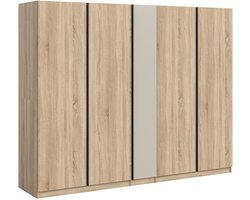 5-deurs kledingkast in Sonoma Eik - Ruimtewonder met 2 kleerstangen - 230x183x53cm
