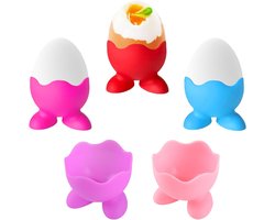 5 eierdopjes, kippeneierdopjes, siliconen eierschalen met basis, ontbijtdienblad voor ouderen en kinderen, eierdopjes voor keuken, eetkamer, gemakkelijk te reinigen