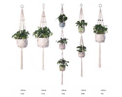 5 hanging ropes, flowerpot mesh bag, hand woven DIY, cotton rope, decorative hanging basket, indoor hanging flowerpot basket decorative flowerpot rack yellow hemp rope, suitable for indoor and outdoor home decoration