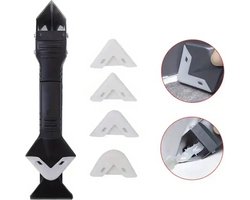 5-in-1 gereedschapsset voor het verwijderen van kit voor het verwijderen van grout Afdichtmiddel Afwerkingsgereedschap Lijmhoekschrapergereedschap voor renovaties in raam en gootsteen - Zwart