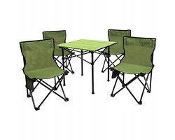 5-in-1 Groene Campingset - Opvouwbare Tafel met 4 Stoelen!