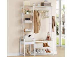 5-in-1 Halbank met Opbergbank en Haken - Luxe Goud Eiken Kleur