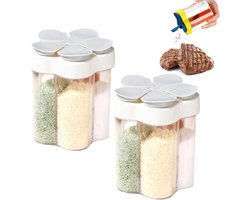 5-in-1 kruidenpotjesset - Kruidenpotjes - 2stuks - Kruidenstrooiers Geschikt Voor camping reizen - Keukenkruiden potjes - Potjes Geschikt Voor Kruiden - Kruidenpotjes Set - Plastic kruidendoos