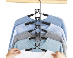 5-in-1 Multilagen Hangertjes – Ruimtebesparende Kledinghangers – Antislip Schuim Bekleding – Dikke Inrichters voor de Kledingkast – Opslag voor Jas, Trui, Pak en T-Shirt
