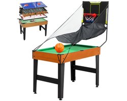 5 in 1 Partyspeltafel - Voetbaltafel - Multi-game Tafel - met Tafelvoetbal, Tafeltennis, Biljart, Tafelhockey, Basketbal - Tafelvoetbalspel - Tafel Voetbal - 134x108x144 cm - Speltafel - Compact