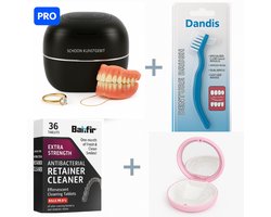5-in-1 Reinigingsset voor Invisalign, Aligner & Knarsbitje – Ultrasone Reiniger + Tabletten + Roze Luxe Case – Voor Retainer, Nachtbeugel & Gebitbeschermer