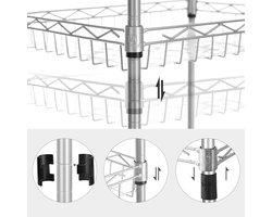 5-laags keukenrek, metalen rek, staand rek , in hoogte verstelbaar gridrek , met PP plastic panelen , 4 S-haken, voor keuken, woonkamer , maximale belasting 100 kg, zilver.