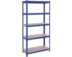 5-Laags Stellingkast, Stalen Rekken Voor Opslag, Gereedschapsvrije Montage, Voor Garage, Schuur, Draagvermogen 650 Kg, Blauw
