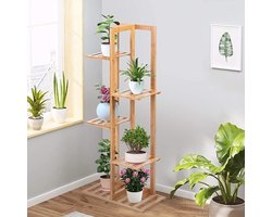 5 Layer Bamboe Hout Bloempotten Stand Plank - Potplantenrek Balkon Woonkamer - Tuin Patio Bloem Plant Decoratie Rack